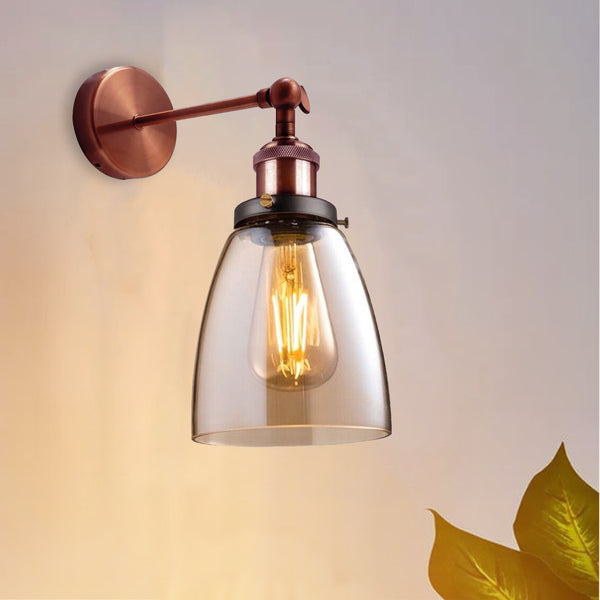 Verstelbare amberkleurige glazen wandlamp ~ 2699