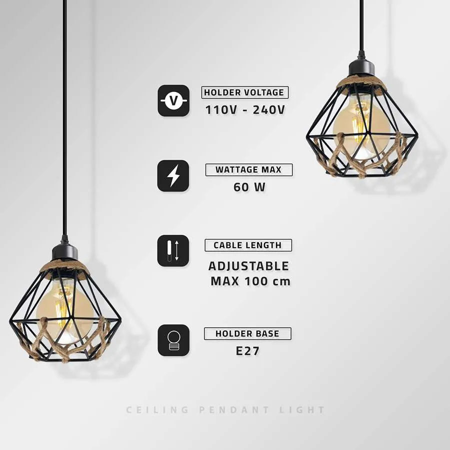 e27 metal ceiling cage pendant light