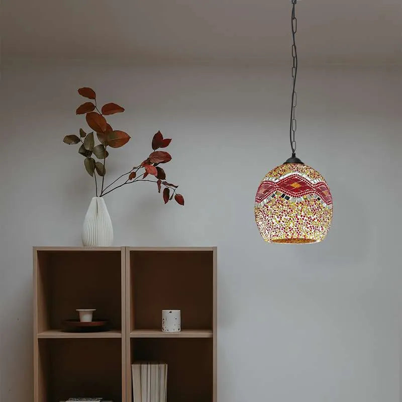 Mosaic glass pendant light