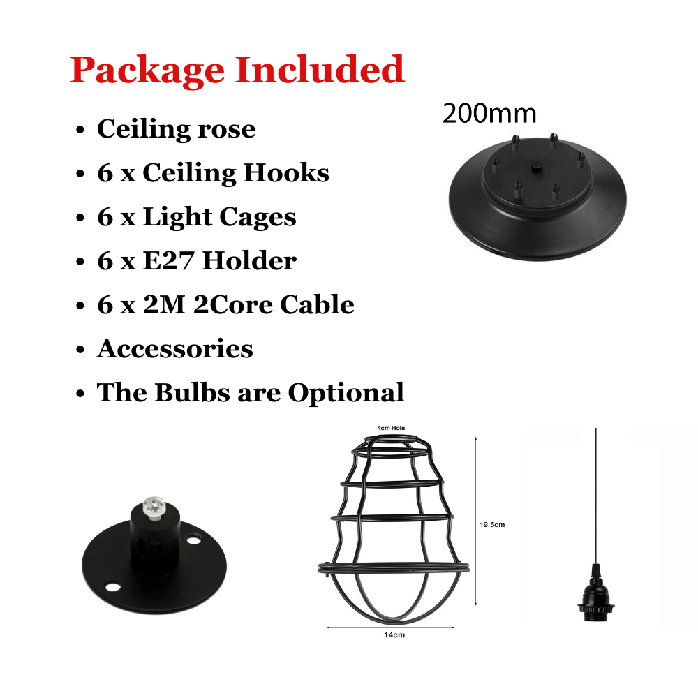 List of package included items with corresponding images on a white background