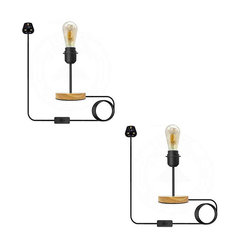 Vintage zwarte tafellamp met BS-stekker en aan/uit E27 bureaulamp~4563 