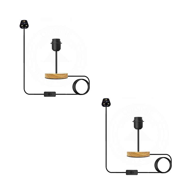 Vintage Black Table Lamp BS Plug With ON/OFF E27 Desk Light-2 Pack