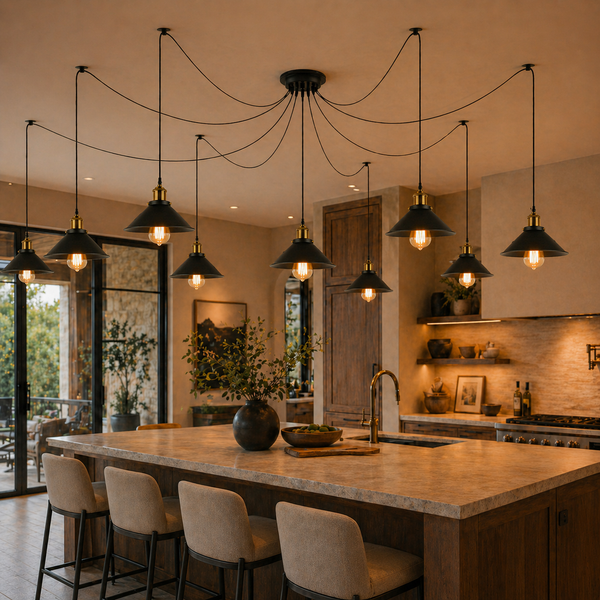 9-Light Spider Pendant Chandelier | E27 Industrial Lighting ~6668 – Yes