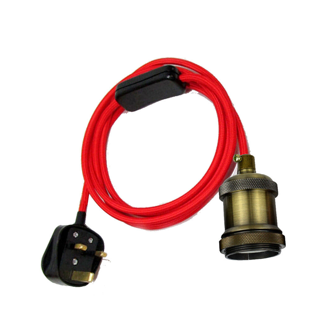 2m Plug In Pendant Set Flex Cable With Bulb Holder