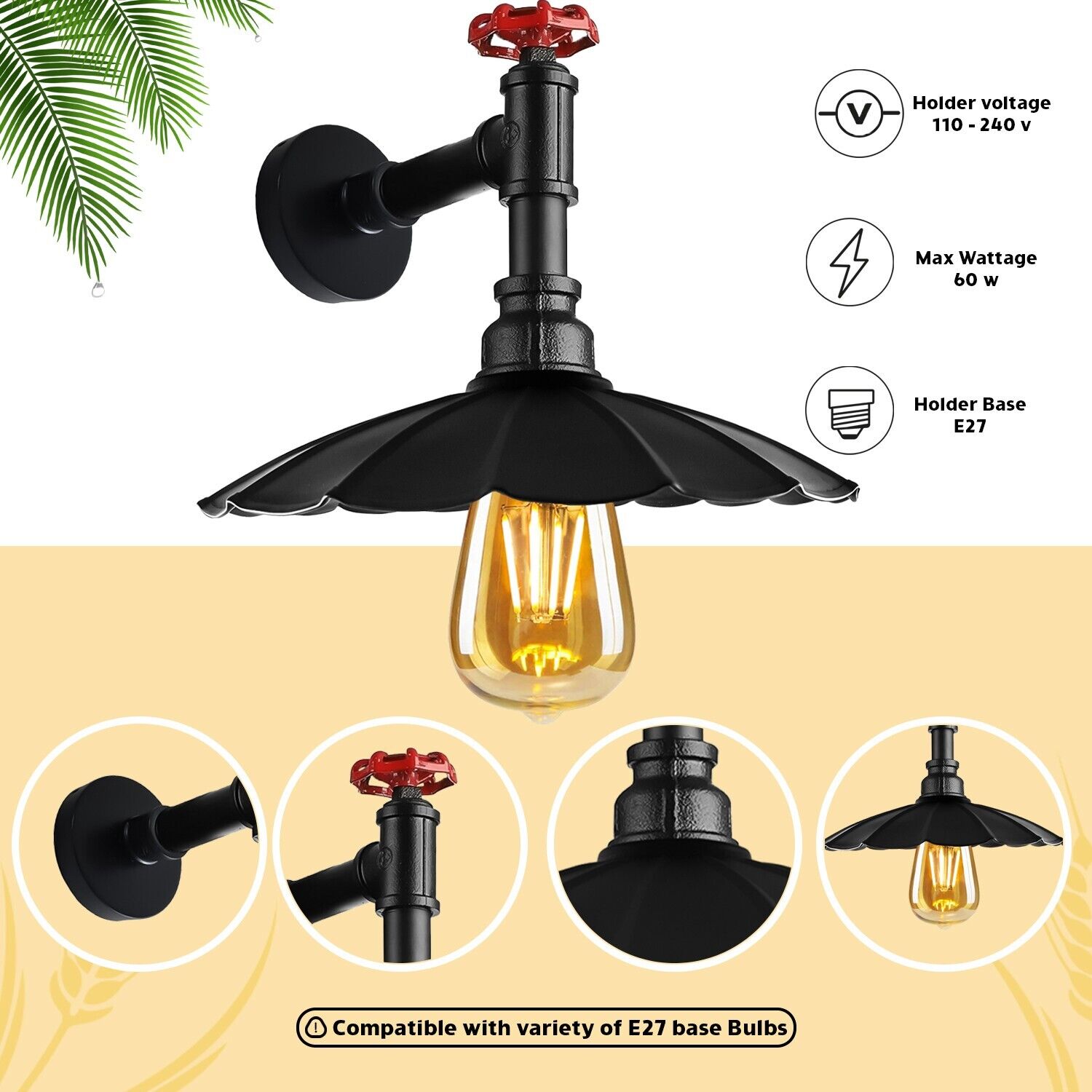 Water pipe wall lamp fittings