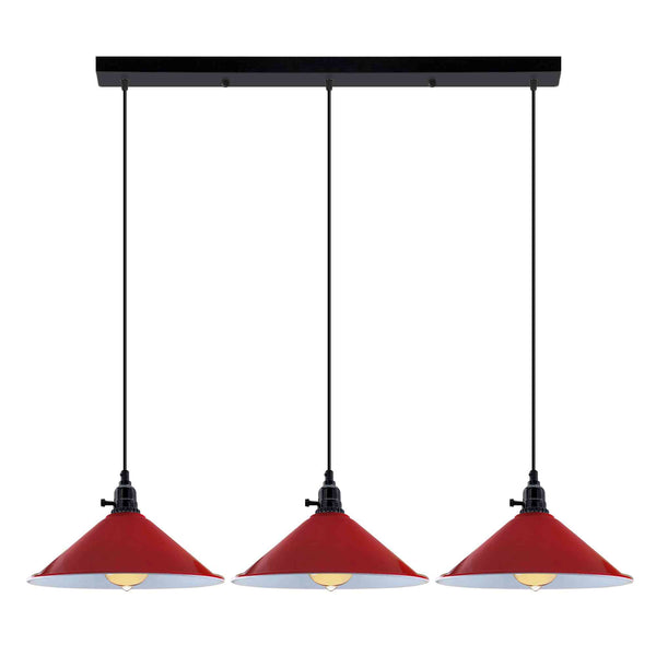 Kitchen Island 3 Light Pendant Light With Fluming Switch ~6187 – Red / Yes
