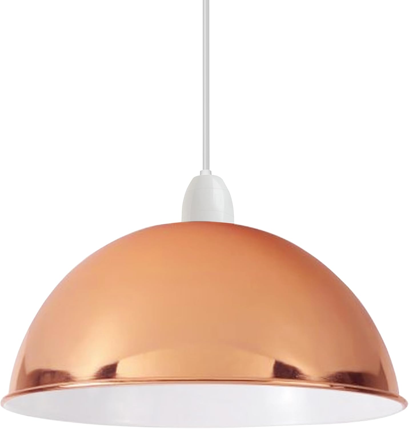 rose gold 30cm dome light shade, easy fit rose gold metal lampshade, 300mm metallic pendant light cover, modern rose gold ceiling shade, E27 easy fit shade rose gold