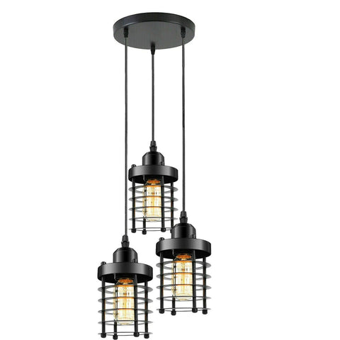 Cluster 3-lichts plafondlamp in de vorm van een metalen kooi. ~5313