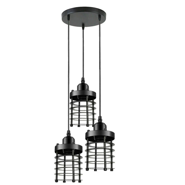 Cluster 3-lichts plafondlamp in de vorm van een metalen kooi. ~5313 – Zwart / Nee
