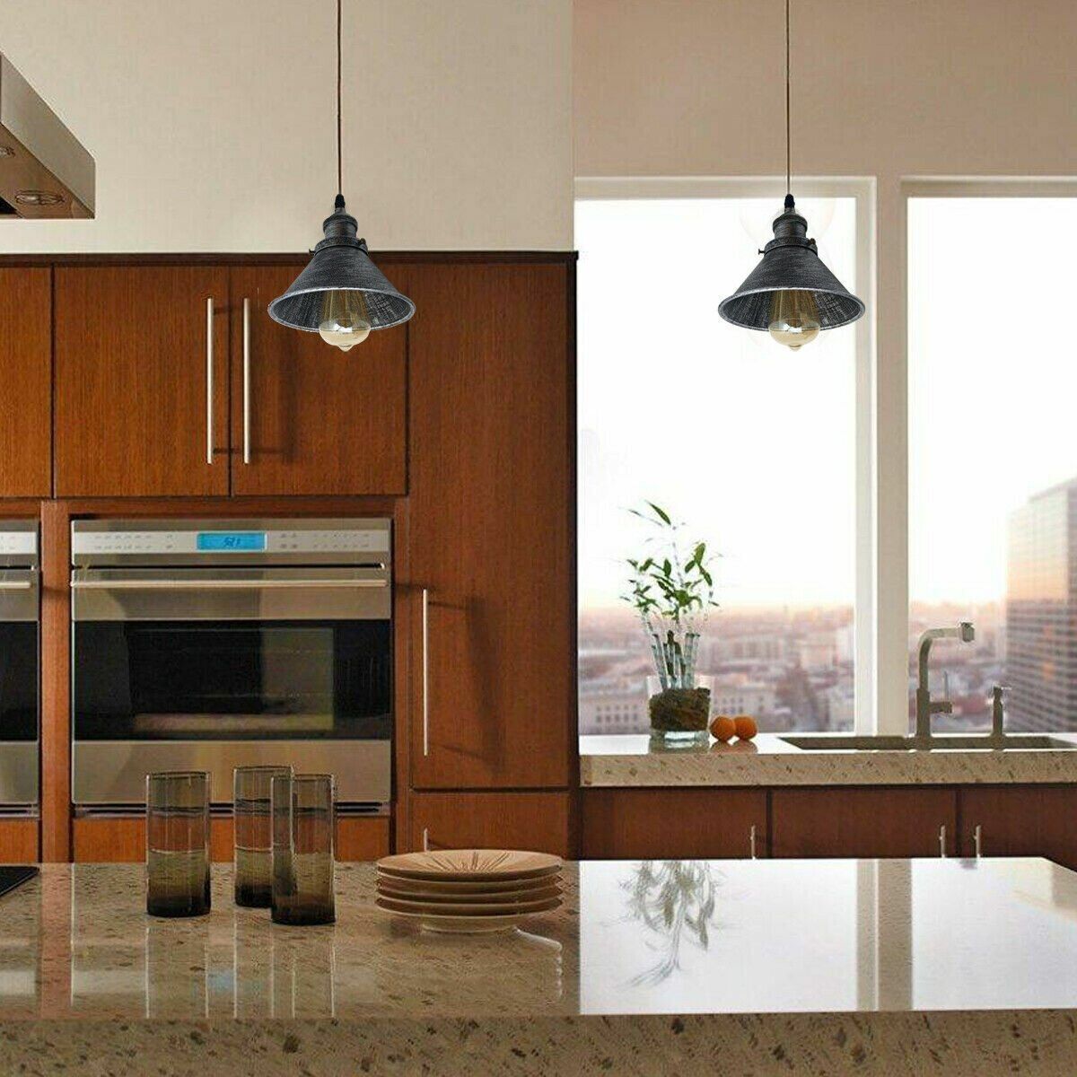 Brushed silver Hanging pendant light over the dining table