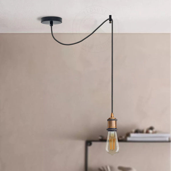 Ceiling Pendant Light Fitting Long Drop | Spider Pendant Light Industrial Kit | 2m Cable ~6179 – Yellow Brass / Yes