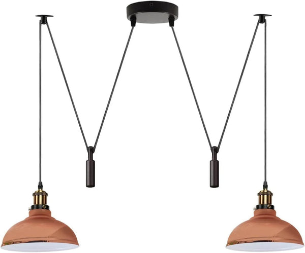 2 Head Ceiling Pendant Spider Light, 29cm Metal ~6147 – Rose Gold / Yes