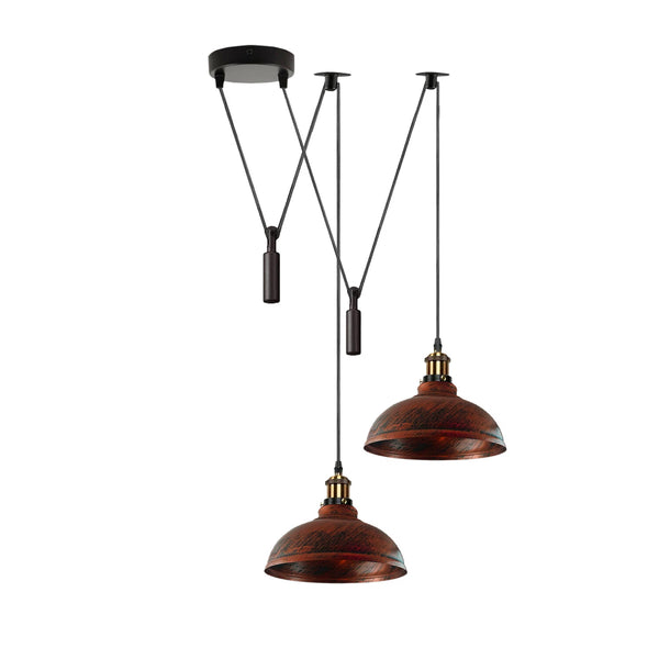 2 Head Ceiling Pendant Spider Light, 29cm Metal ~6147 – Rustic Red / Yes