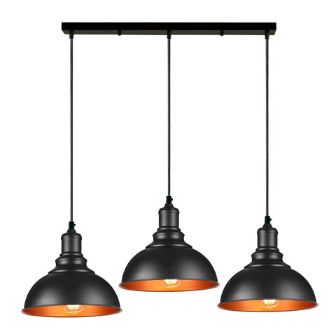 3-lichts zwarte industriële hanglamp voor plafond ~5264