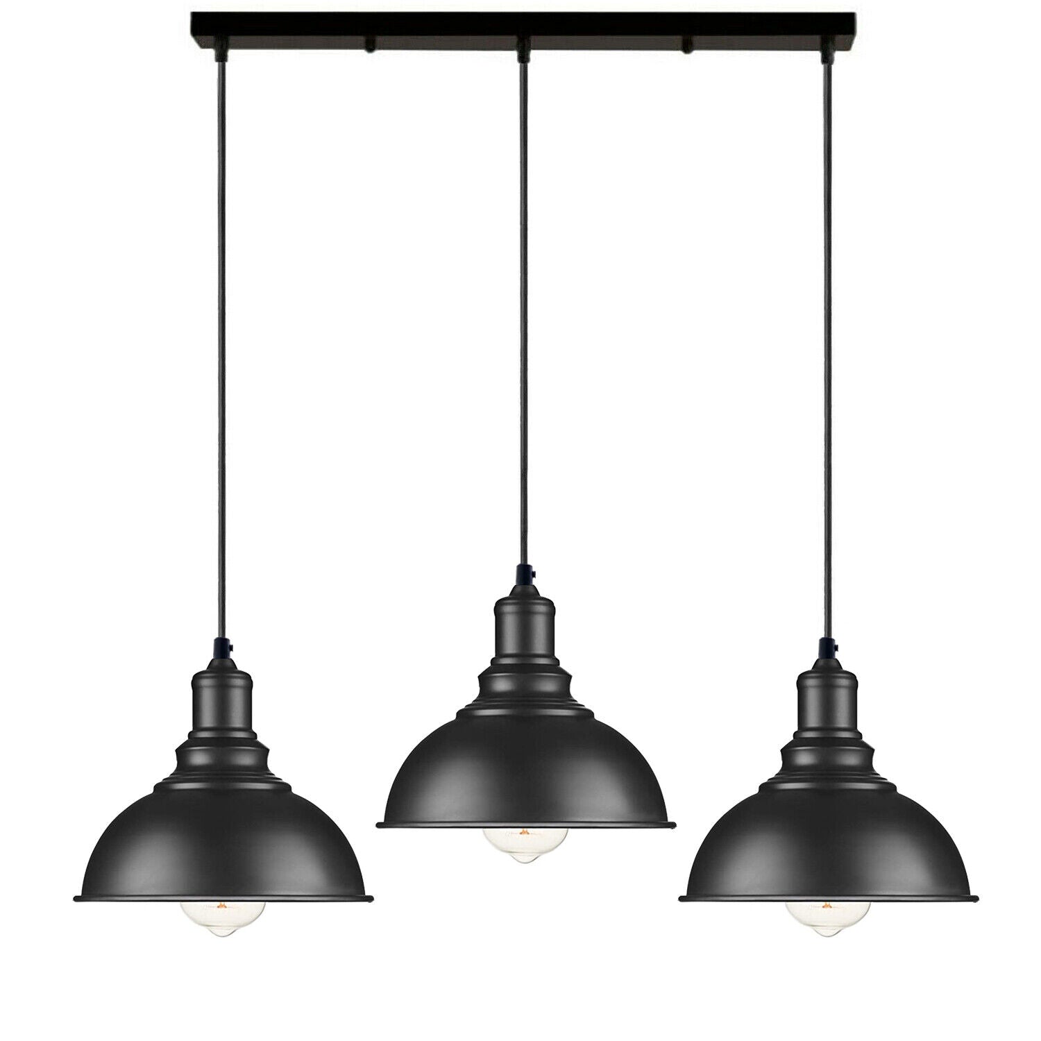 Black dome shade ceiling pendant light
