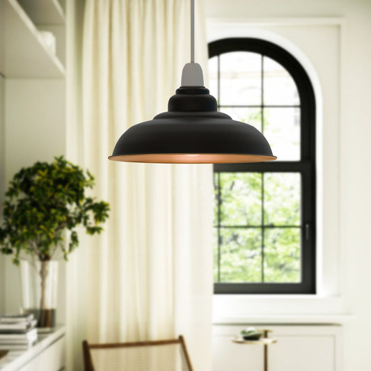 Zwarte gouden vintage retro plafondlamp met moderne industriële kap ~ 5693 