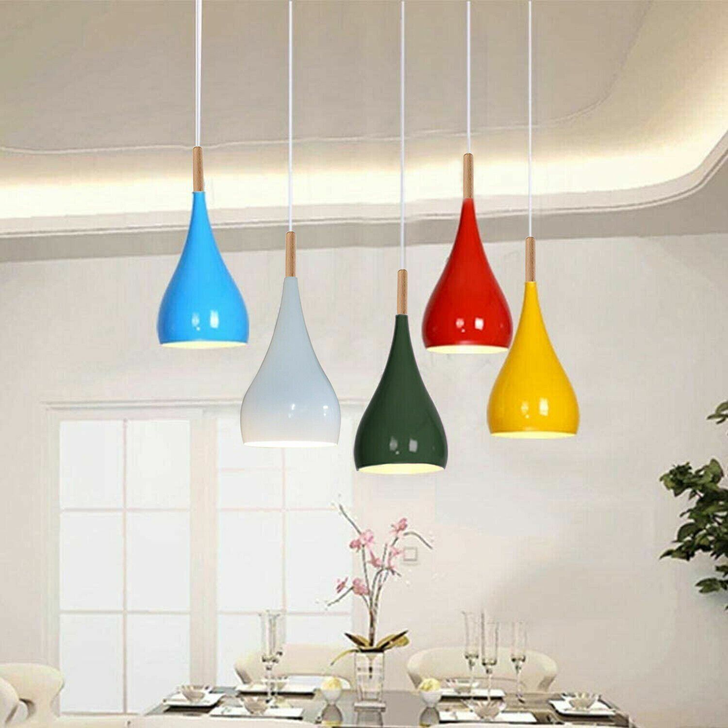 Blue Red Green White Yellow Single pendant light