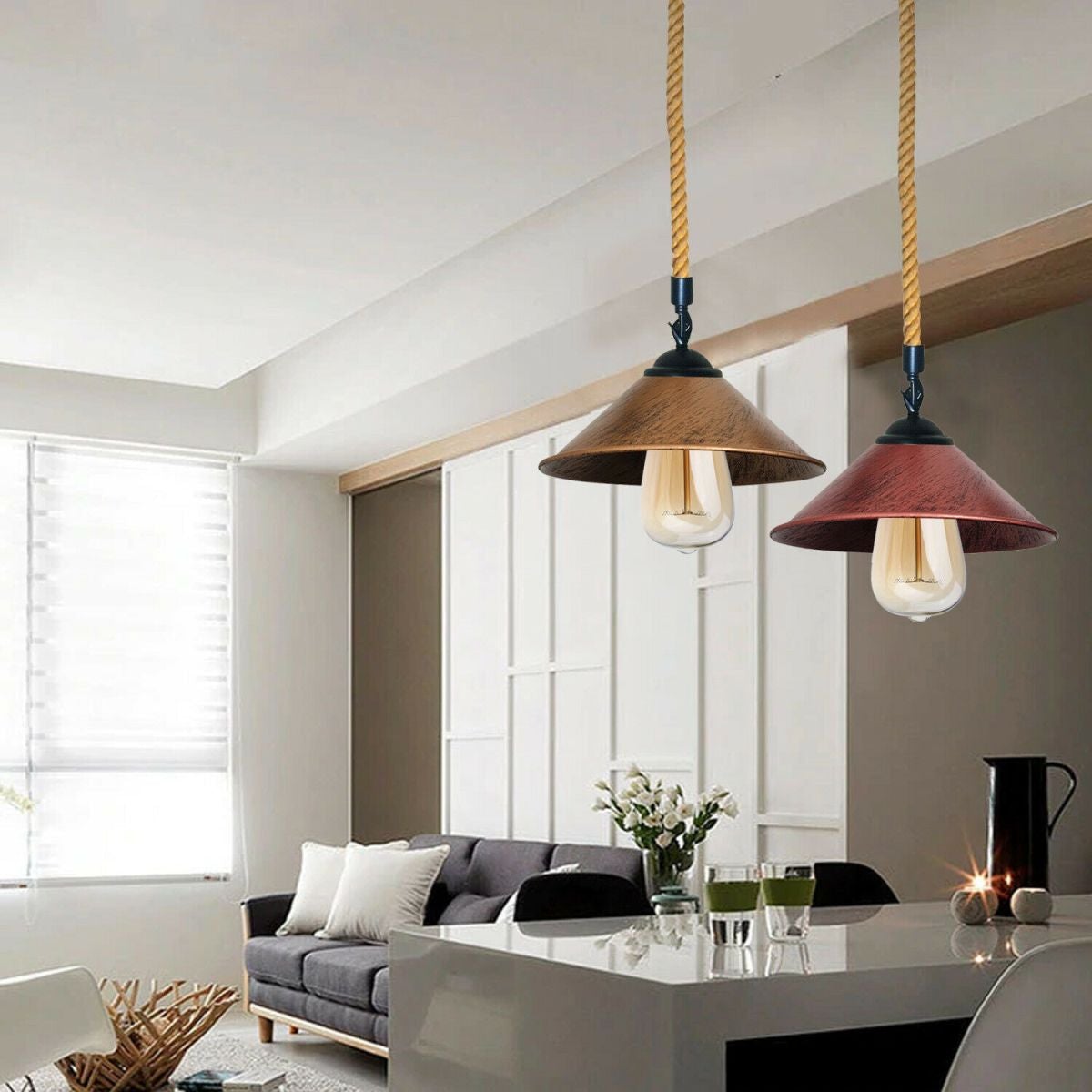 pendant lighting with rope