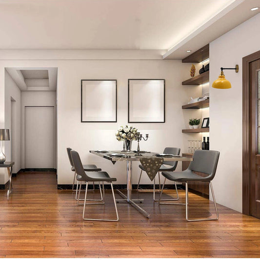 Vintage industriële metalen plafond hanglamp met gele messing kap, moderne retrostijl ~ 2542