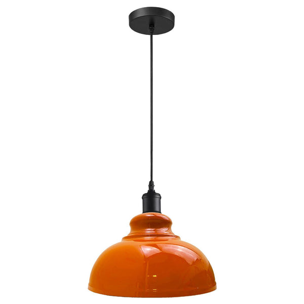 Hanglamp met koepelvormige kap van metaal, plafondlamp ~5259 – Oranje / Ja