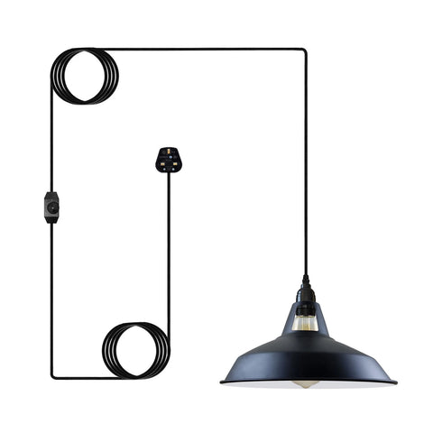 4m Plug in Hanging Pendant Light with 30cm Shade & Dimmer ~6498