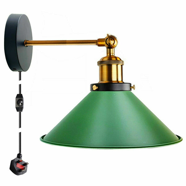 Vintage metalen retro moderne wandlamp met stekker ~ 5368 – Nee / Groente