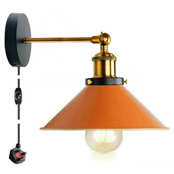 Vintage metalen retro moderne wandlamp met stekker ~ 5368 – Nee / Oranje