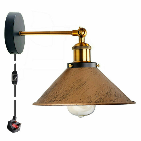 Vintage metalen retro moderne wandlamp met stekker ~ 5368 – Ja / Frans goud