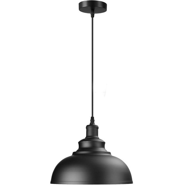 Hanglamp met koepelvormige kap van metaal, plafondlamp ~5259 – Zwart / Ja