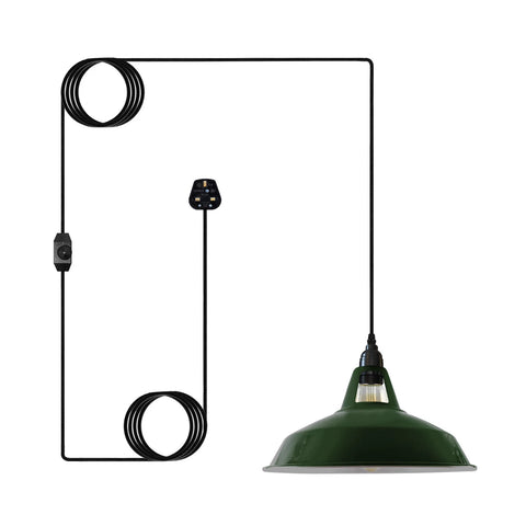 4m Plug in Hanging Pendant Light with 30cm Shade & Dimmer ~6498