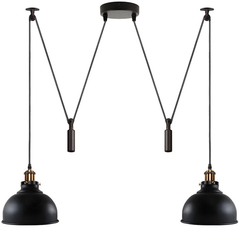 Industrial 2-Light Adjustable Pulley System Ceiling Light ~6405