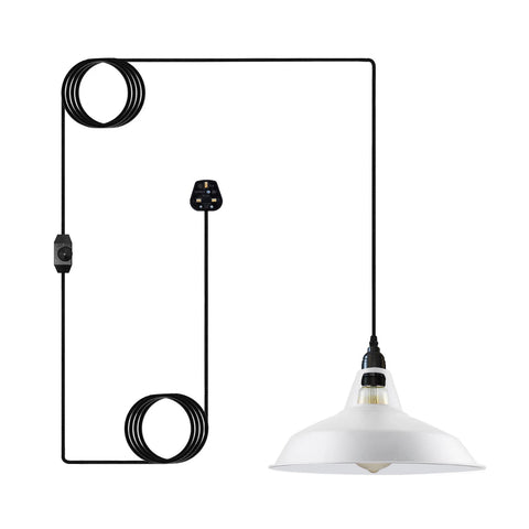 4m Plug in Hanging Pendant Light with 30cm Shade & Dimmer ~6498