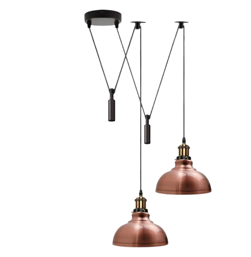 2 Head Ceiling Pendant Spider Light, 29cm Metal ~6147 – Copper / Yes