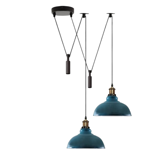 2 Head Ceiling Pendant Spider Light, 29cm Metal ~6147 – Cyan Blue / Yes