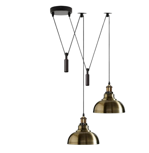 2 Head Ceiling Pendant Spider Light, 29cm Metal ~6147 – Green Brass / Yes