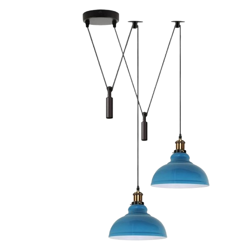 2 Head Ceiling Pendant Spider Light, 29cm Metal ~6147 – Light Blue / Yes
