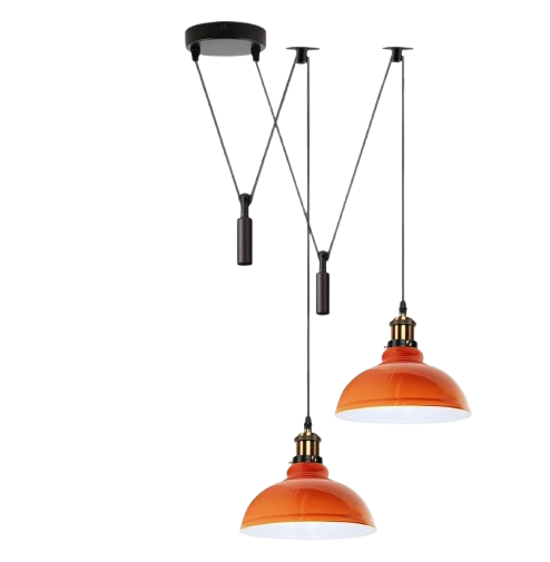 2 Head Ceiling Pendant Spider Light, 29cm Metal ~6147 – Orange / Yes