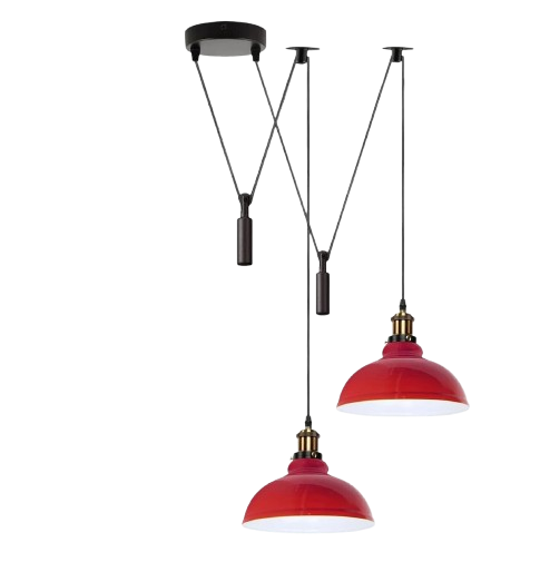 2 Head Ceiling Pendant Spider Light, 29cm Metal ~6147 – Red / Yes