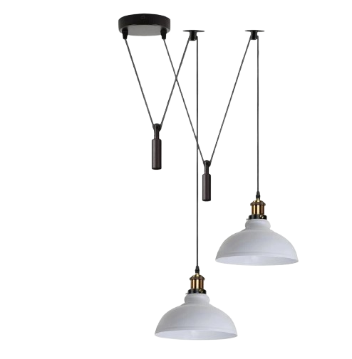 2 Head Ceiling Pendant Spider Light, 29cm Metal ~6147 – White / Yes