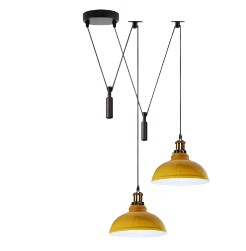2 Head Ceiling Pendant Spider Light, 29cm Metal ~6147 – Yellow / Yes