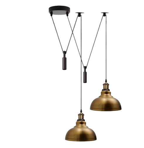 2 Head Ceiling Pendant Spider Light, 29cm Metal ~6147 – Yellow Brass / Yes