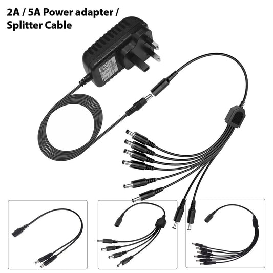 12V CCTV 5A-stroomadapter en 2/4/6/8 splitterkabel ~6023