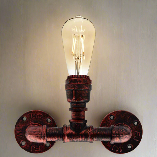 Industriële wandlamp met één kop, loft, waterpijp, steampunk wandlamp ~ 2132