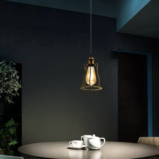 Vintage plafondlamp met messing draadkooi ~ 3164 