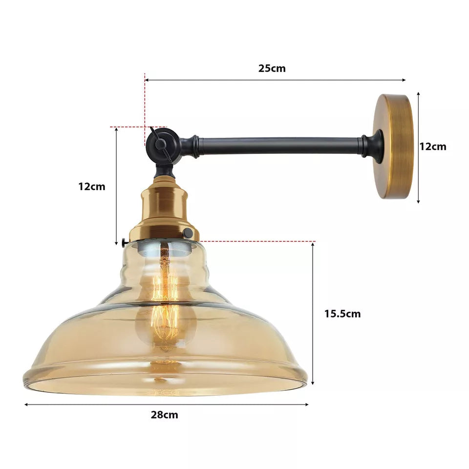 Amber Glass Shade Modern Glass Wall Light