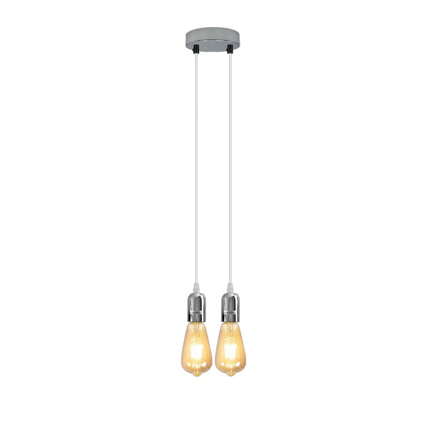 Vintage E27 metalen plafondlamp met 2 koppen~5663 – Ja / Chroom