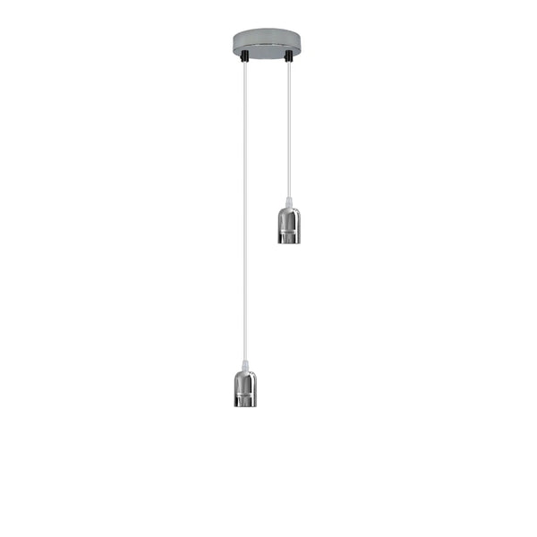 Vintage E27 metalen plafondlamp met 2 koppen~5663 – Nee / Chroom