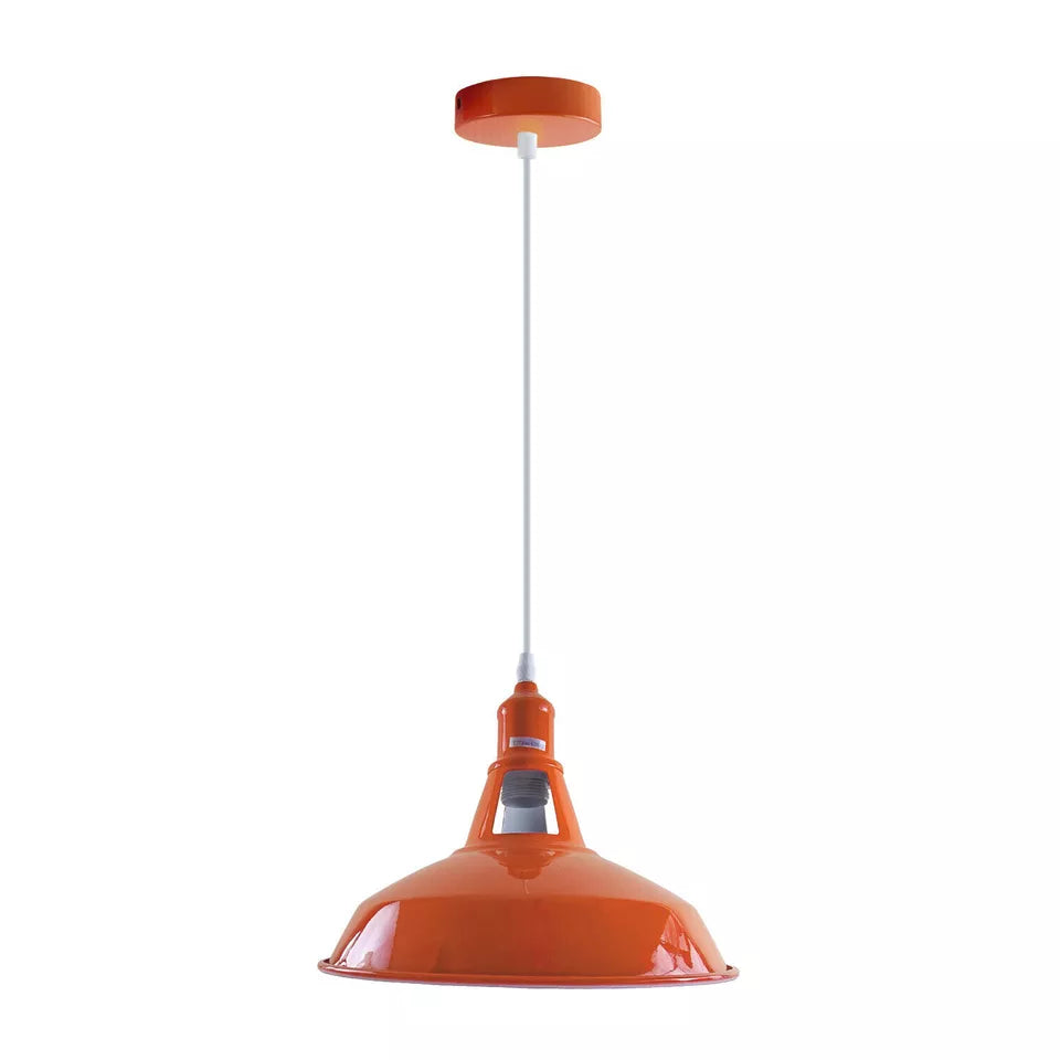 Hanging orange metal lampshade