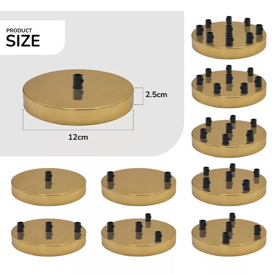 LEDSone industriële vintage 7-stopcontacten geel messing metalen plafondrozet 120x25mm~2750
