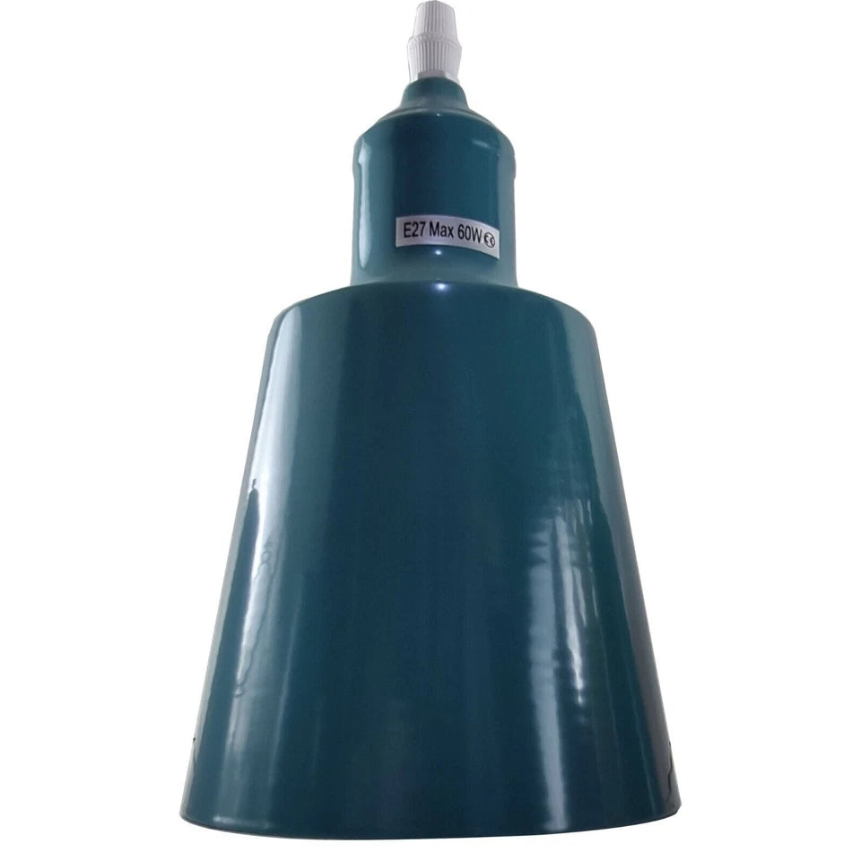 Three teal pendant lights